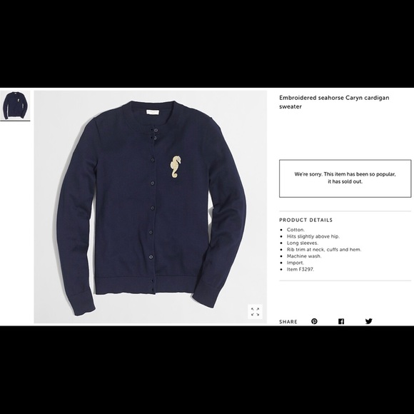 New J CREW Navy Cardigan Sweater with Seahorse XXS - Picture 7 of 7